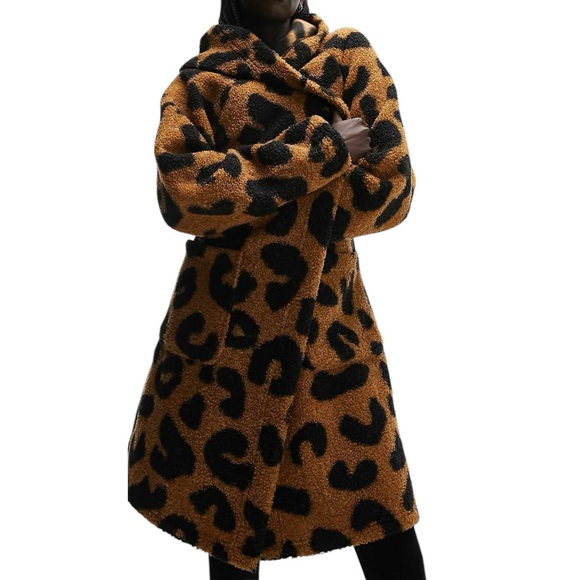 Topshop Teddy Robe Hooded Animal Print - Picture 3 of 5